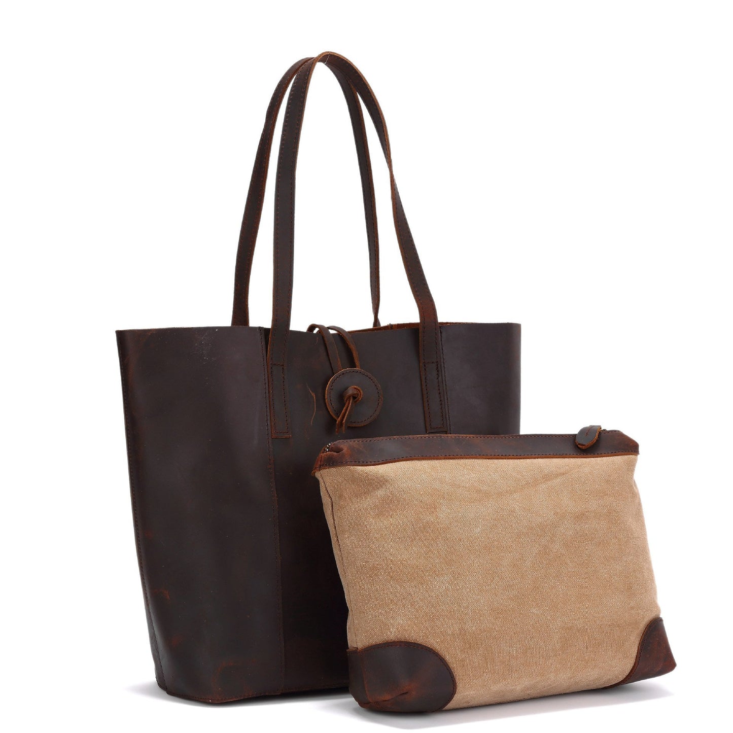 Women Genuine Leather Handbag Crazy Horse Leather Clutch Tote Bags
