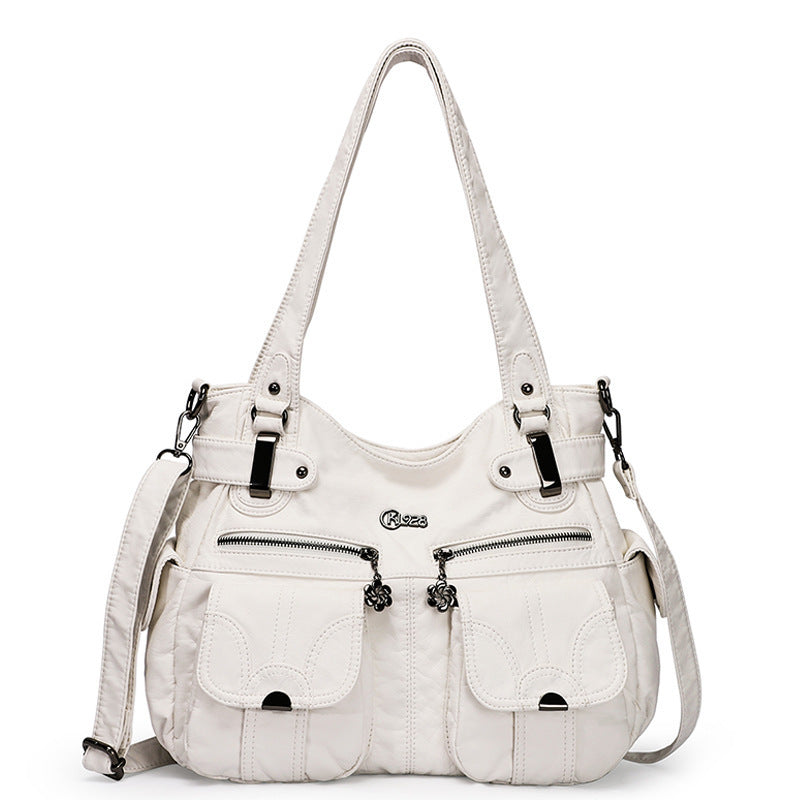 Soft Leather Portable Messenger Bag Crossbody Bags For Women Zipper Pocket