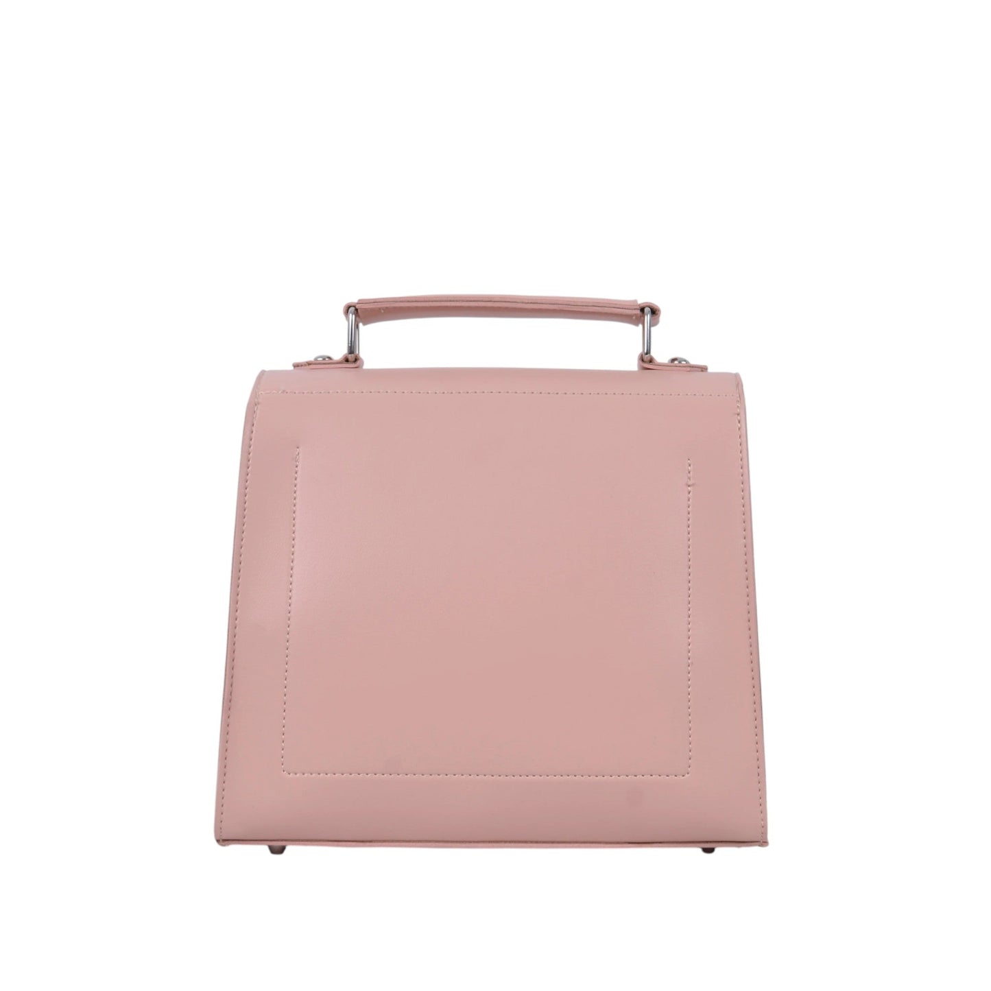 Women's Pink Faux Leather Push-Lock Messenger Bag with Adjustable Strap