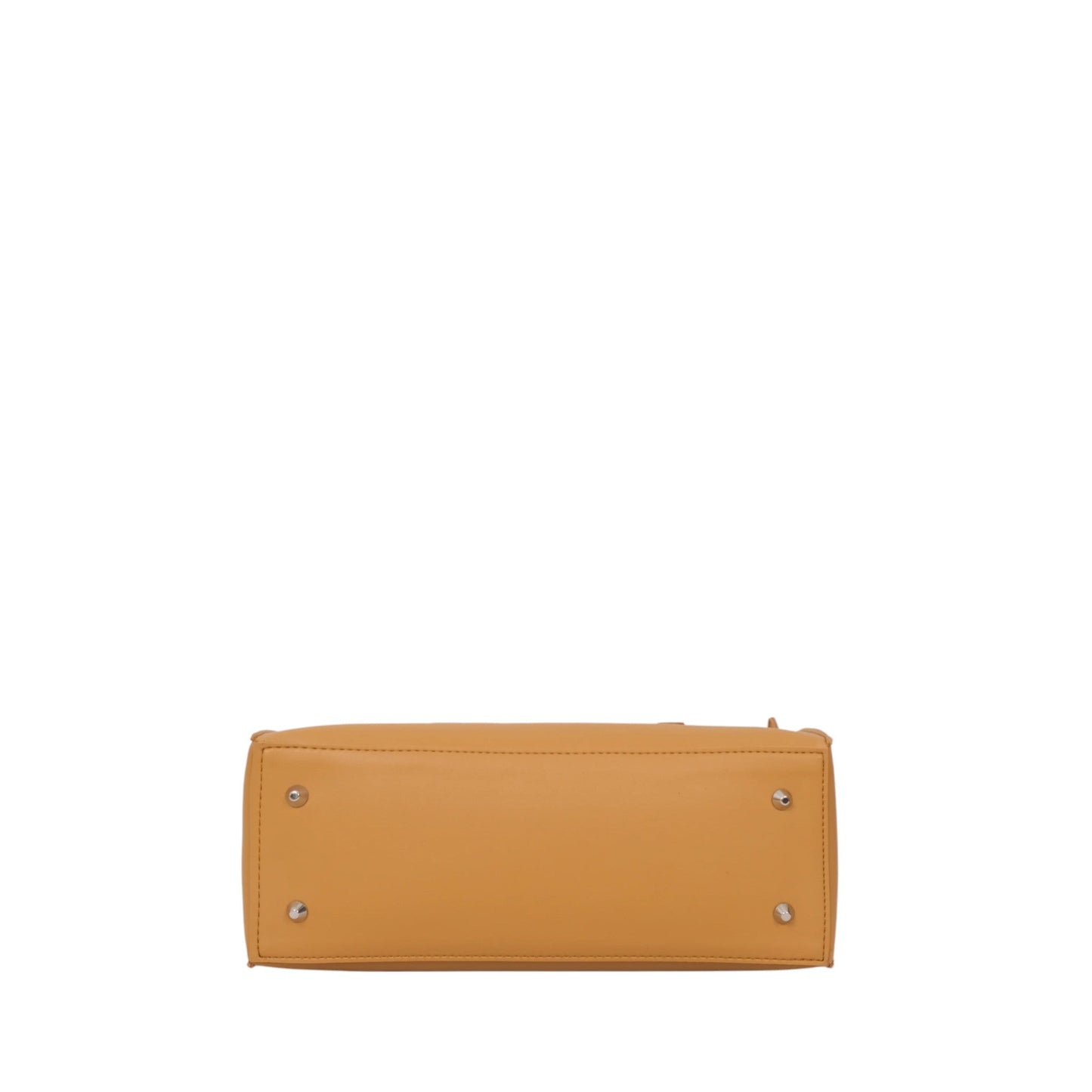 Women's Mustard Faux Leather Satchel Tote Bag Structured Base with Zipper Closure
