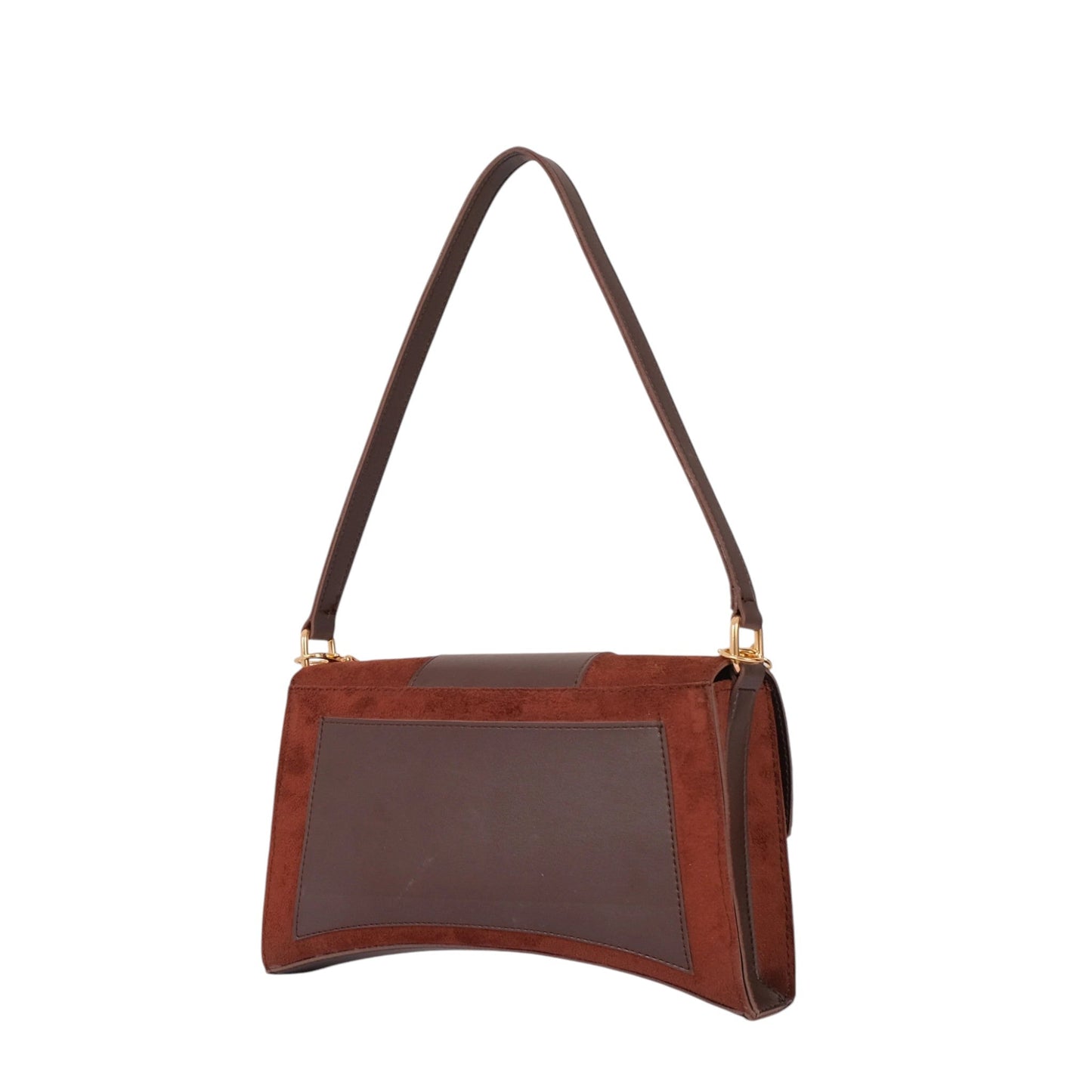 Dark Brown Suede Buckle Envelope Bag