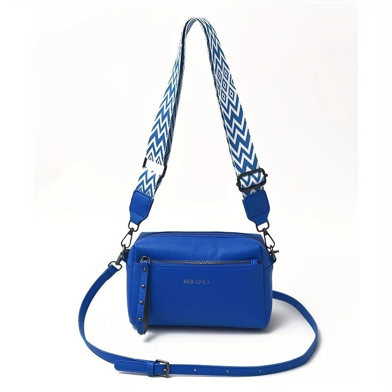 Women's Adjustable Crossbody Bag, Minimalist Design Bag With Zipper Closure