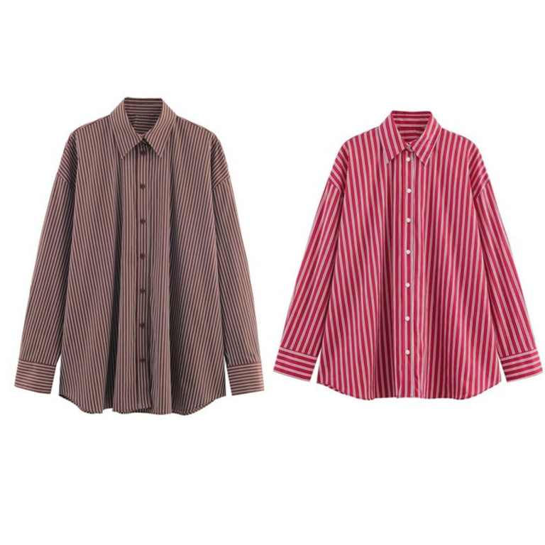 Luxe Crush Women's Striped Loose Long Sleeve Shirt