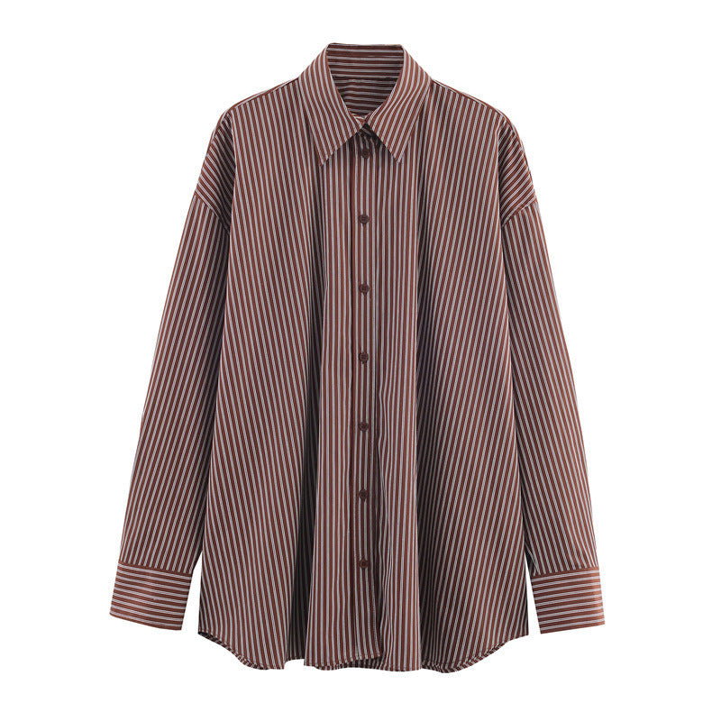 Luxe Crush Women's Striped Loose Long Sleeve Shirt