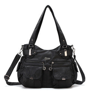 Soft Leather Portable Messenger Bag Crossbody Bags For Women Zipper Pocket