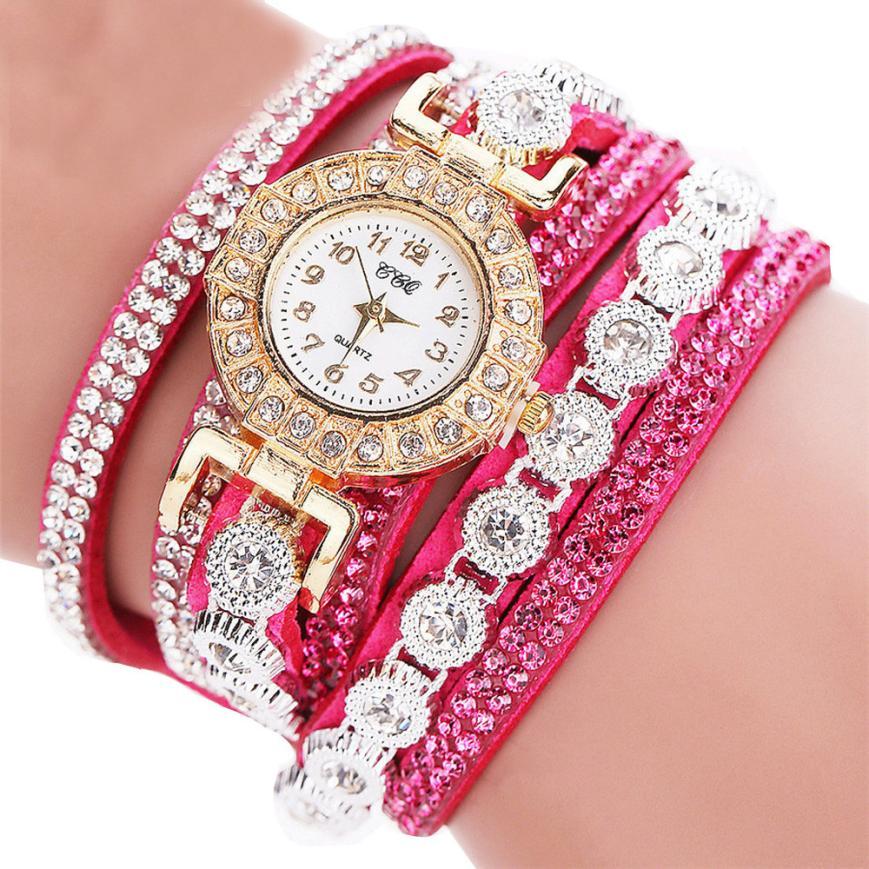 Luxe Crush Relogio masculino Women Quartz Women PU Leather Rhineston Bracelet Watches