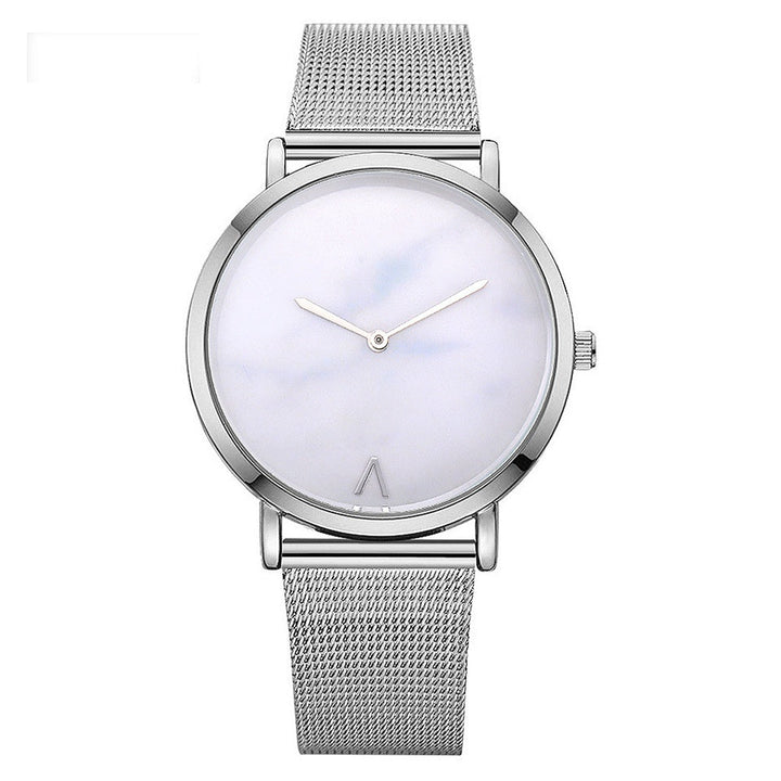 Silver and Gold mesh band creative marble wristwatch casual women quartz watches