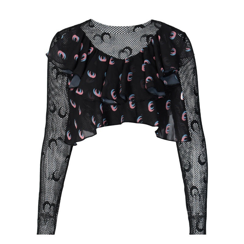 Luxe Crush Two-Piece Printed Mesh Thin Slim Fit