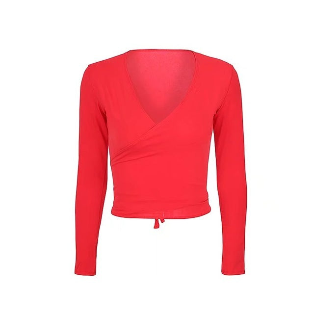 Luxe Crush Women Self Tie Front Wrap Tee Print Floral T-shirt V Neck