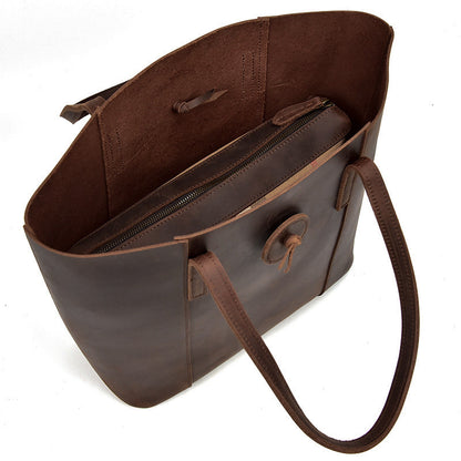 Women Genuine Leather Handbag Crazy Horse Leather Clutch Tote Bags