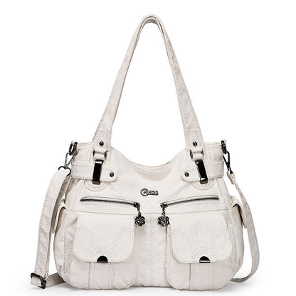 Soft Leather Portable Messenger Bag Crossbody Bags For Women Zipper Pocket