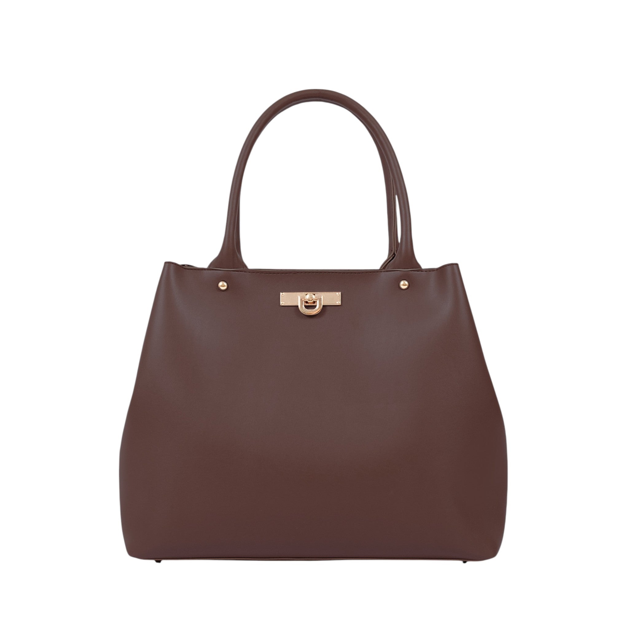 Luxe Crush Dark Brown Zipper With Short Handle Bag