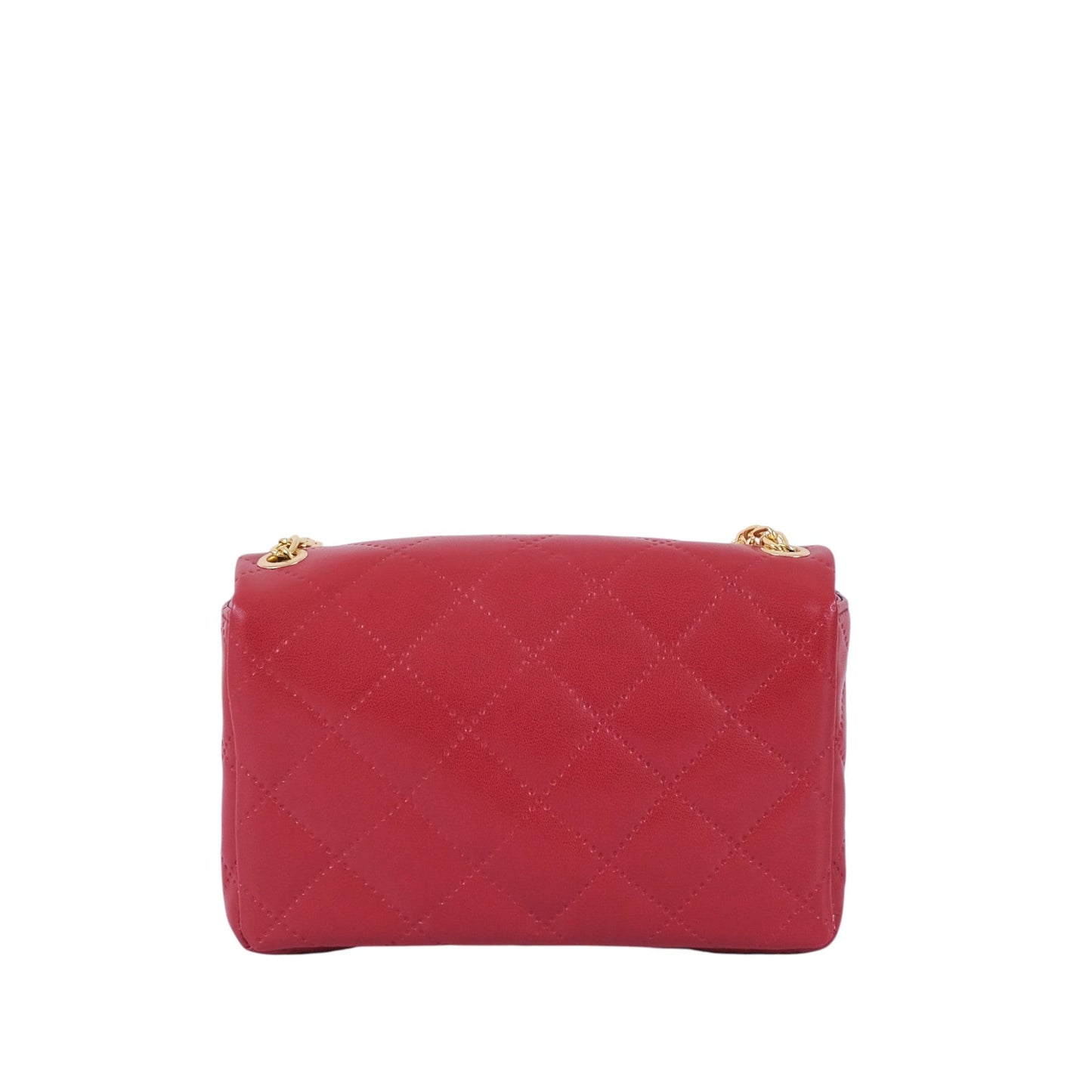 Women's Maroon Quilted Mini Bag Faux Leather, Chain Strap, Lock Closure