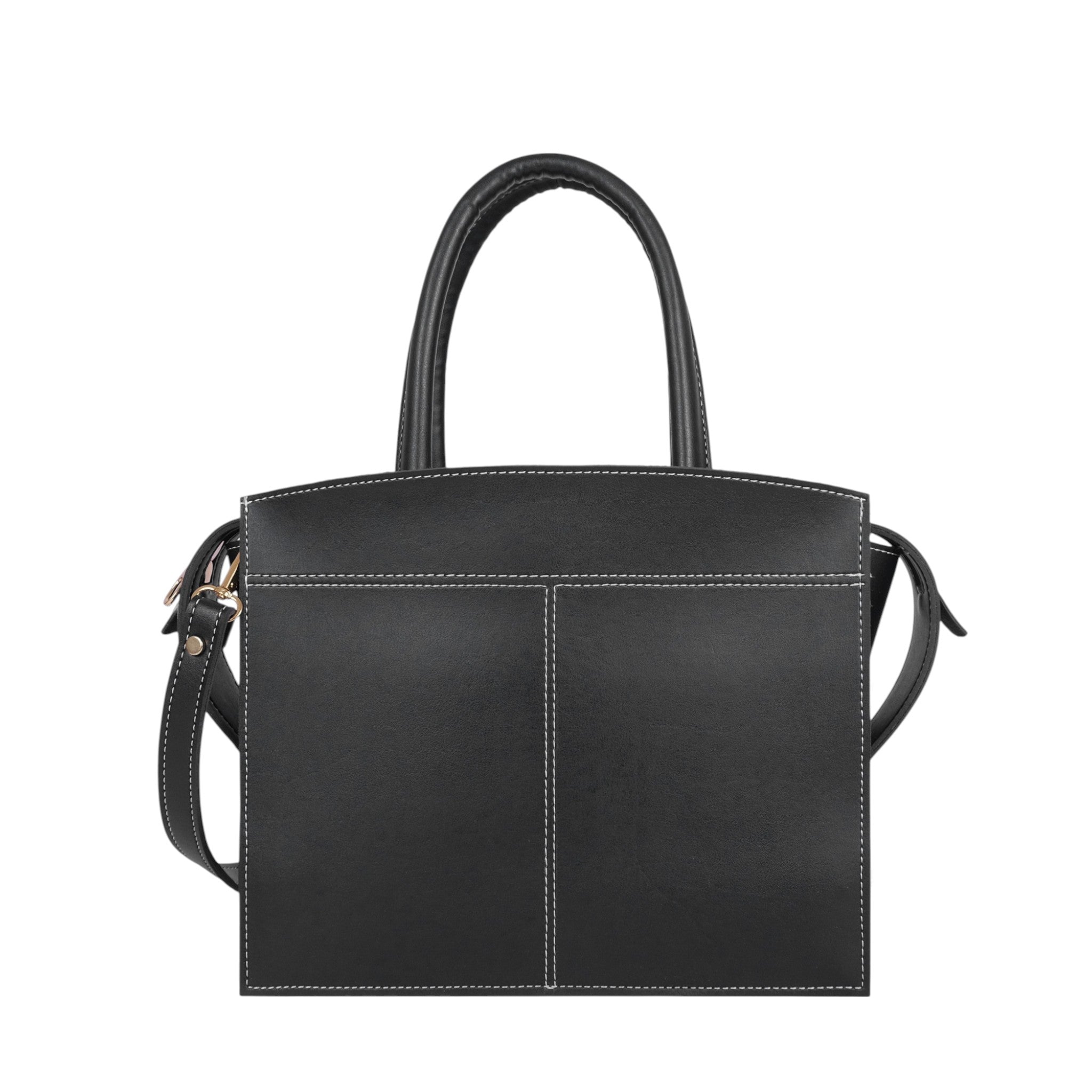 Luxe Crush Black Trapeze Top-Handle Bag
