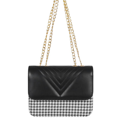 Baubles Bags Black Houndstooth Chain Cross-Body Bag