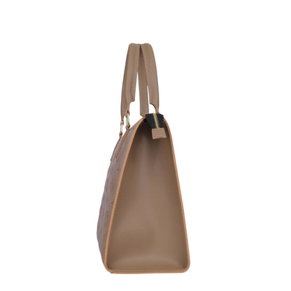 Women's Brown Faux Leather On-the-Go Handbag with Adjustable Strap