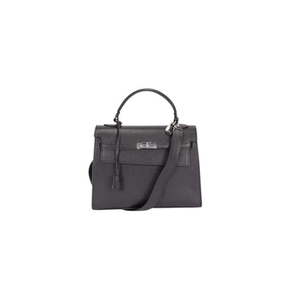 Black Elena Ladies Handbag with Silver Accents with Elegant Gold Bottom