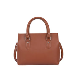 Women's Brown Faux Leather Small Satchel Handbag with Adjustable Shoulder Strap