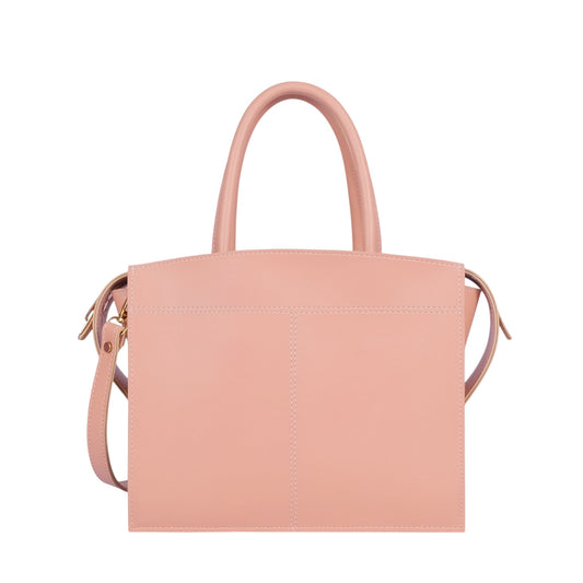 Faux Leather Pink Trapeze Top-Handle Bag