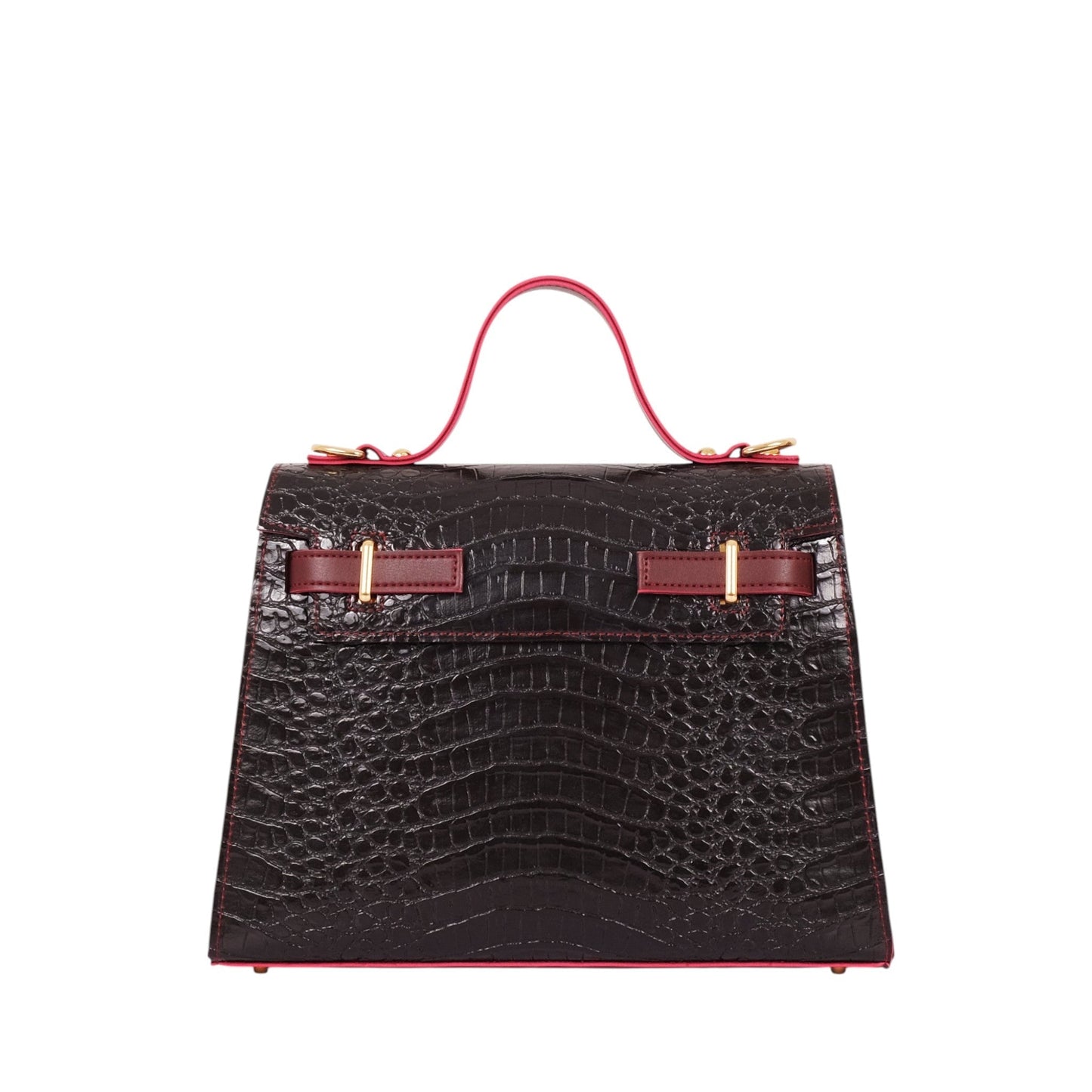Dark Brown Crocodile Cross-Body Bag With Top-Handle