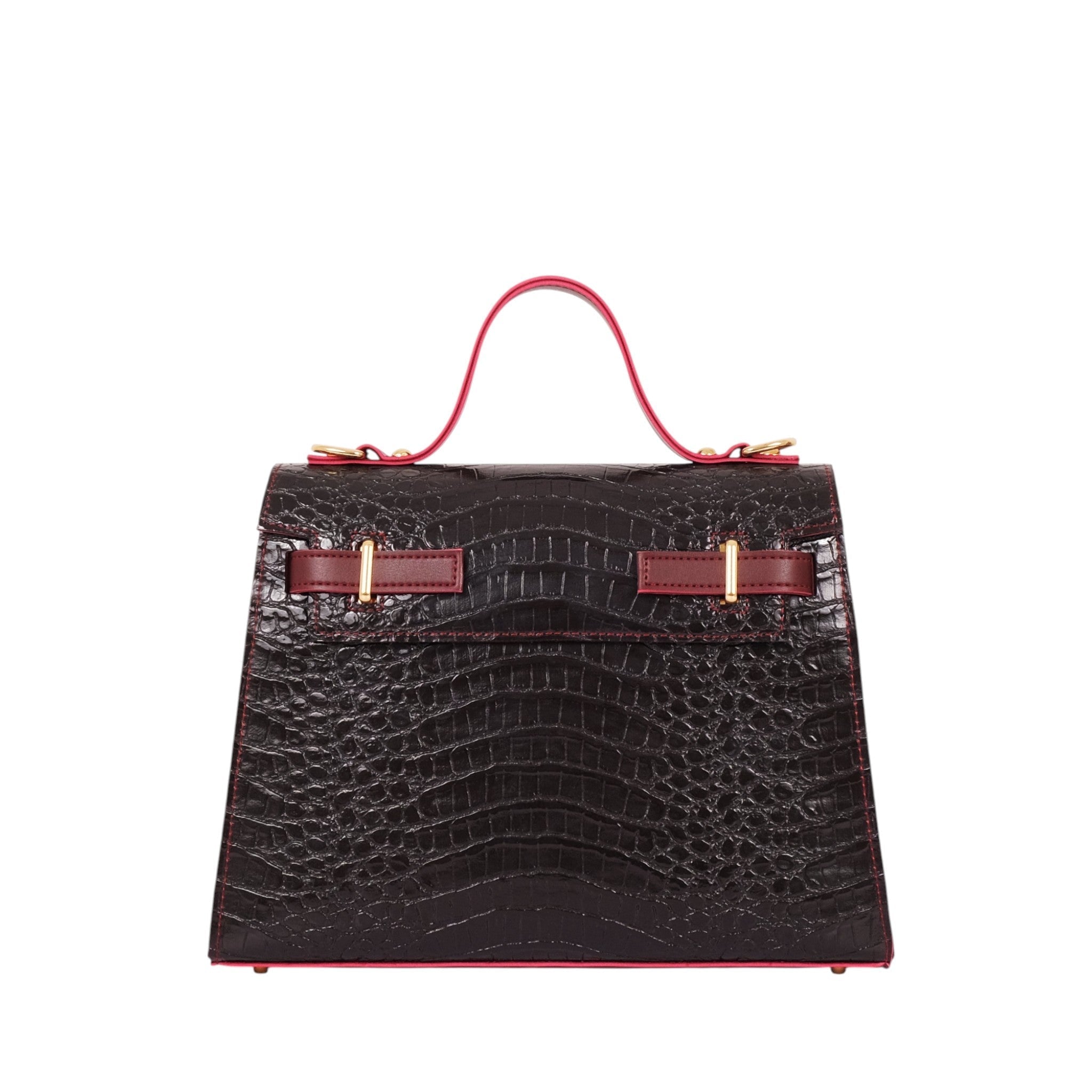Luxe Crush Dark Brown Crocodile Cross-Body Bag With Top-Handle