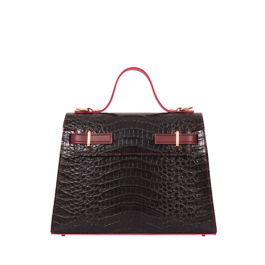 Dark Brown Crocodile Cross-Body Bag With Top-Handle
