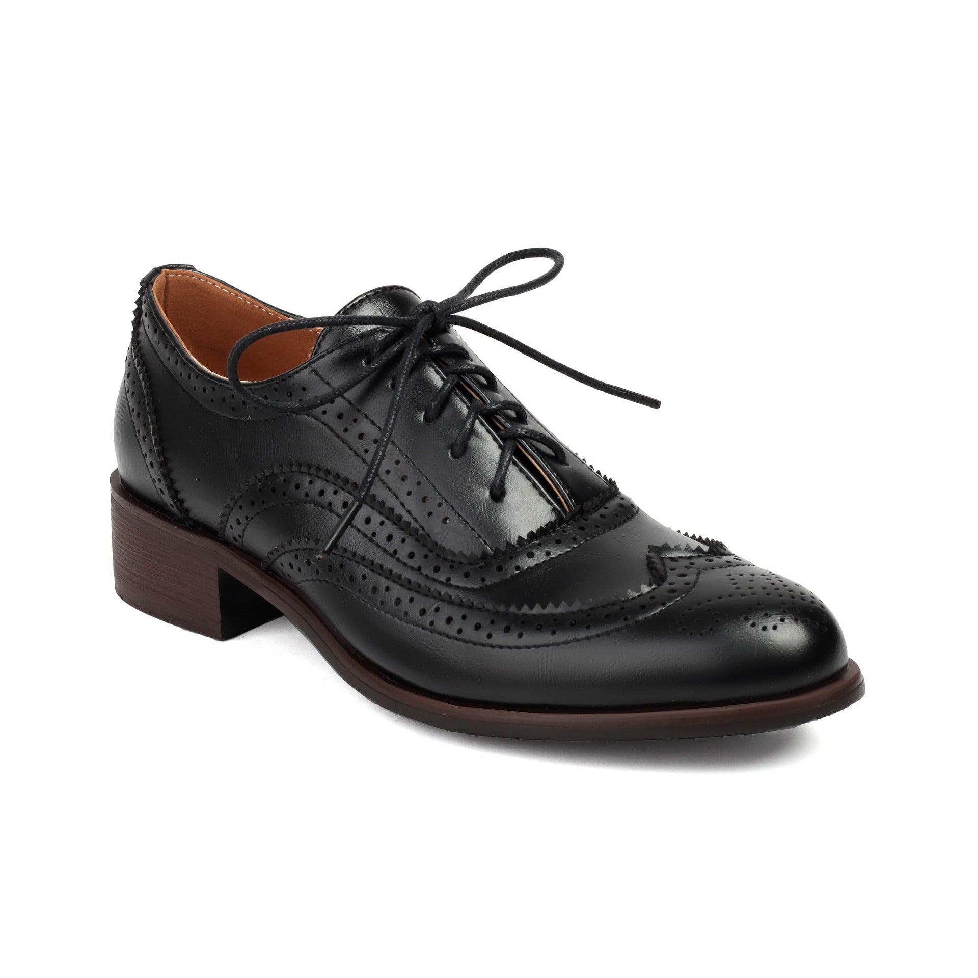 Luxe Crush Retro British Contrasting Color Brogue High-cut Lace-up Shoes