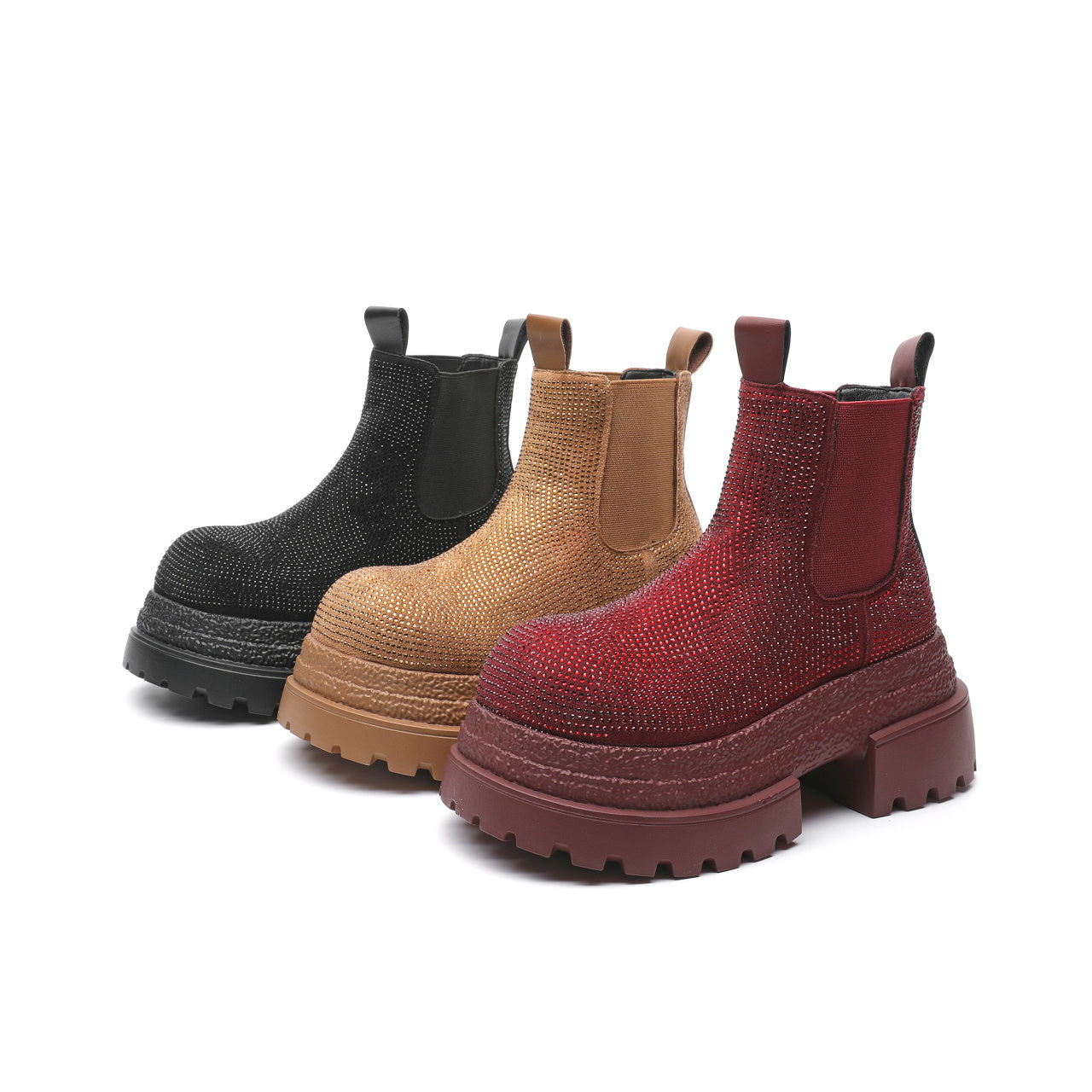 Luxe Crush Vintage Style Chunky Heel Leather Boots For Women