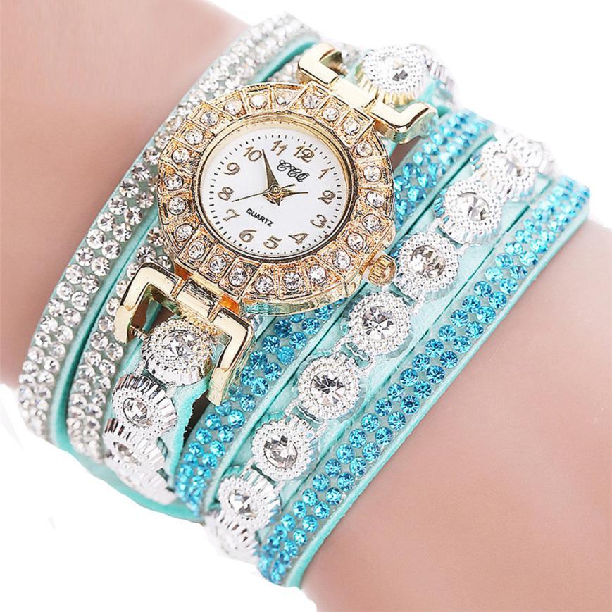 Luxe Crush Relogio masculino Women Quartz Women PU Leather Rhineston Bracelet Watches