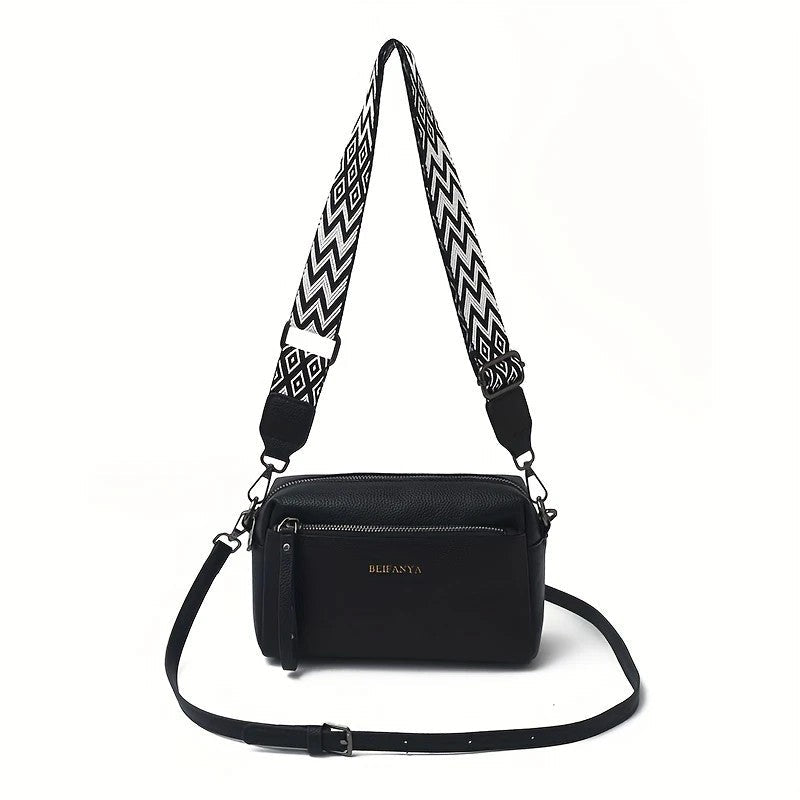 Women's Adjustable Crossbody Bag, Minimalist Design Bag With Zipper Closure