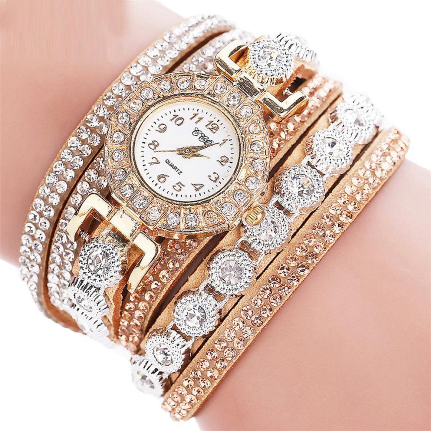 Luxe Crush Relogio masculino Women Quartz Women PU Leather Rhineston Bracelet Watches