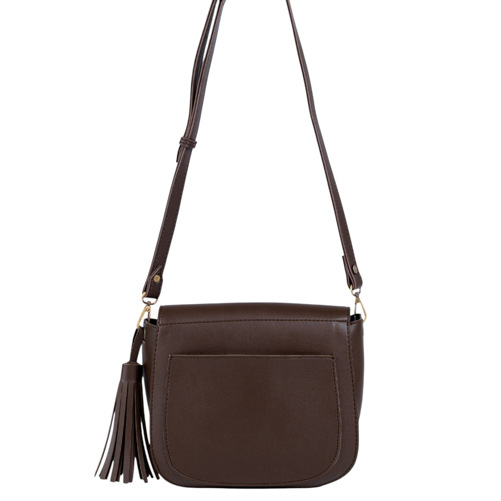 Luxe Crush Dark Brown Fold Over Shoulder Bag