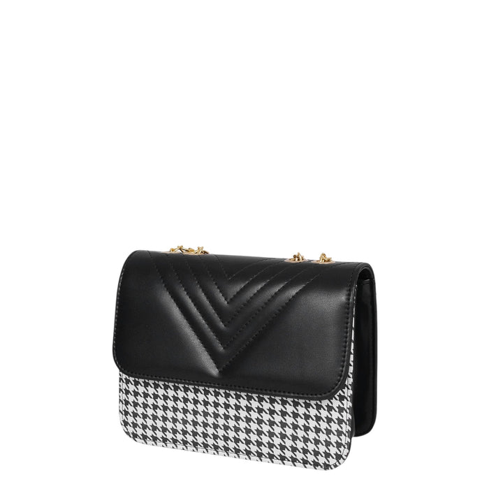 Black Houndstooth Chain Cross-Body Bag