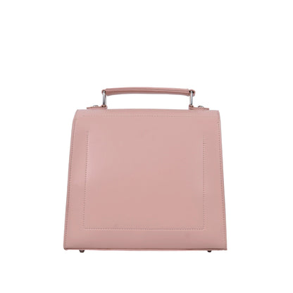 Women's Pink Faux Leather Push-Lock Messenger Bag with Adjustable Strap
