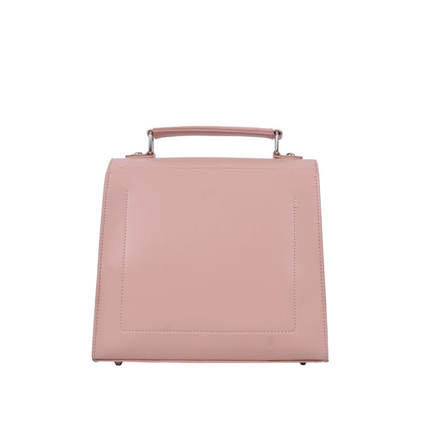 Women's Peach Faux Leather Push-Lock Messenger Bag with Adjustable Strap