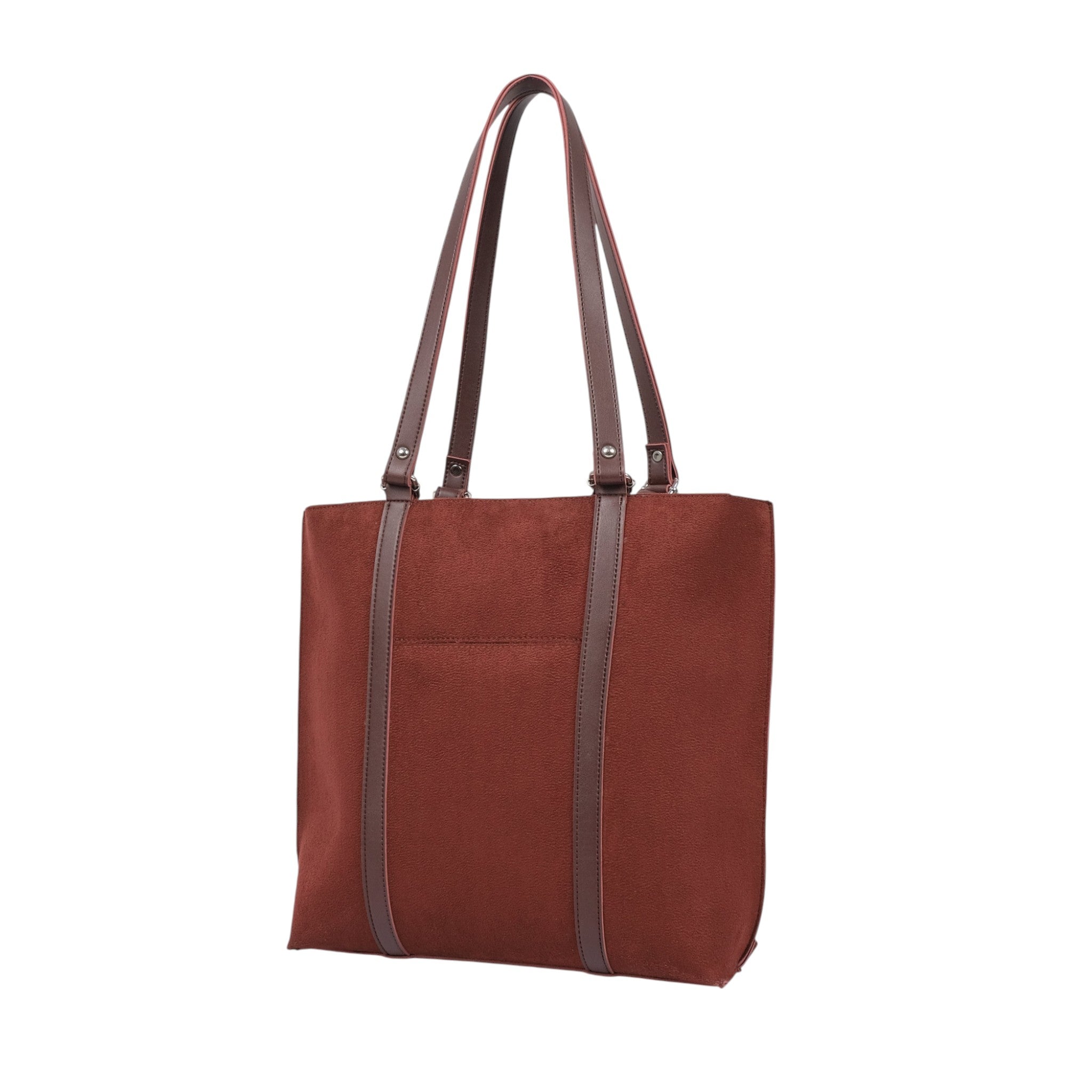 Luxe Crush Dark Brown Suede Double-Handle Tote Bag