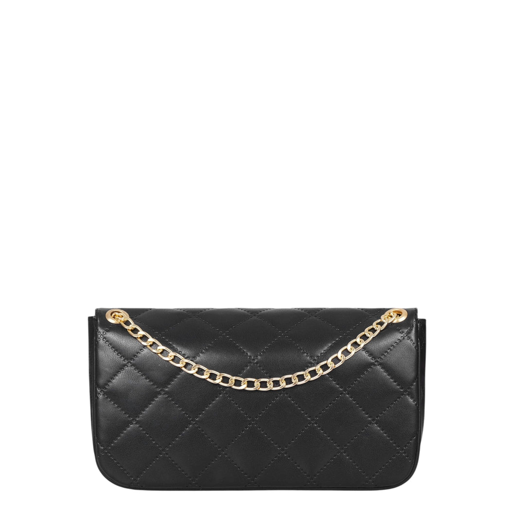 Baubles Bags Black Faux Leather Quilted Small Shoulder Bag With Chain