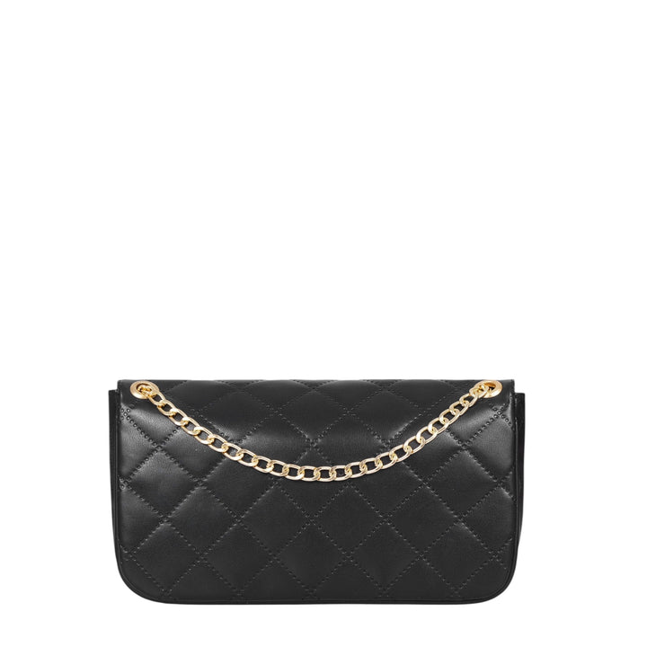 Baubles Bags Black Faux Leather Quilted Small Shoulder Bag With Chain