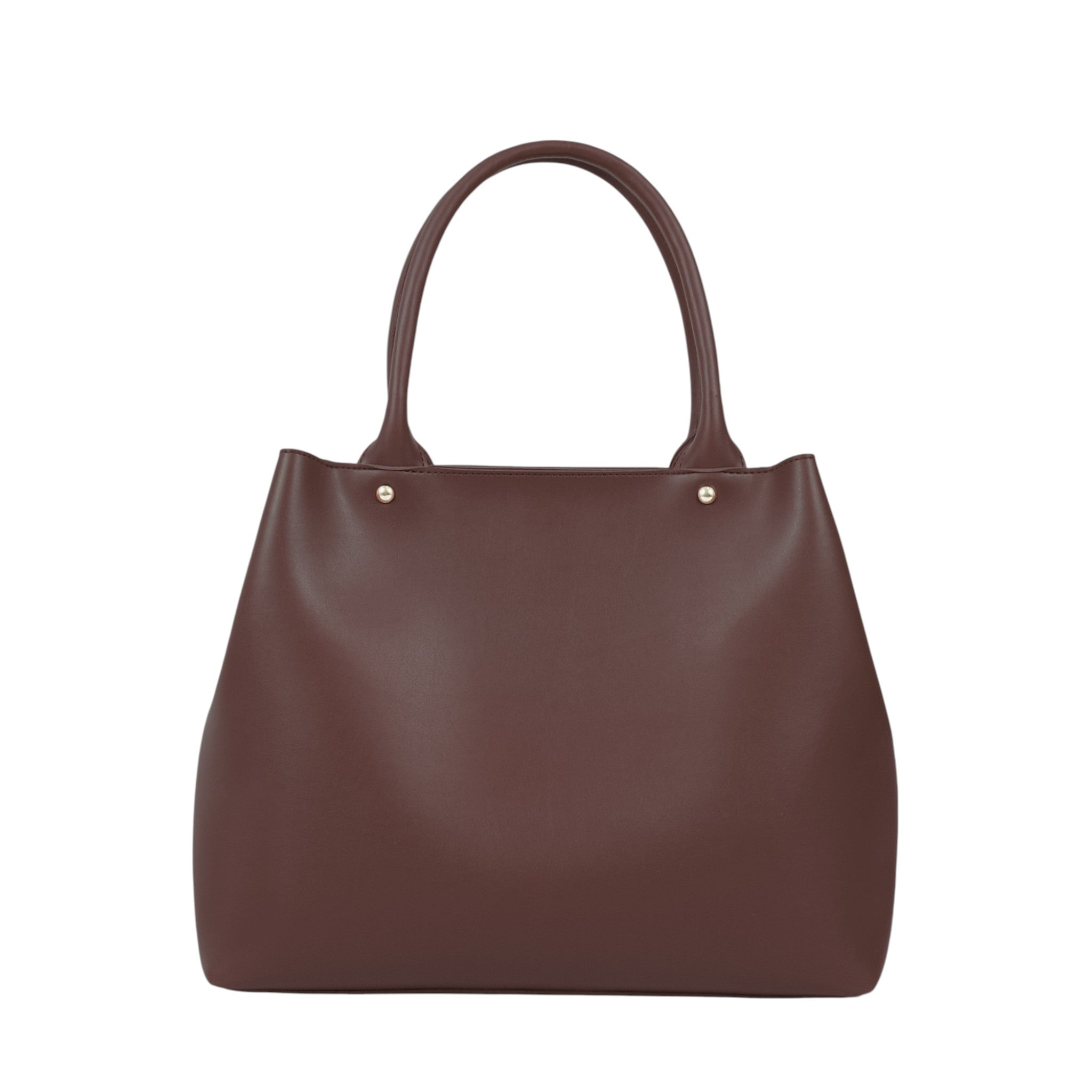 Luxe Crush Dark Brown Zipper With Short Handle Bag