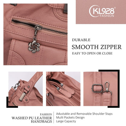 Soft Leather Portable Messenger Bag Crossbody Bags For Women Zipper Pocket