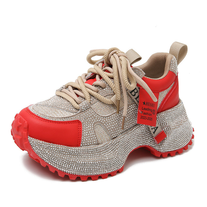 Luxe Crush Shiny Sequin Women's High-top Sneakers With Thick Soles