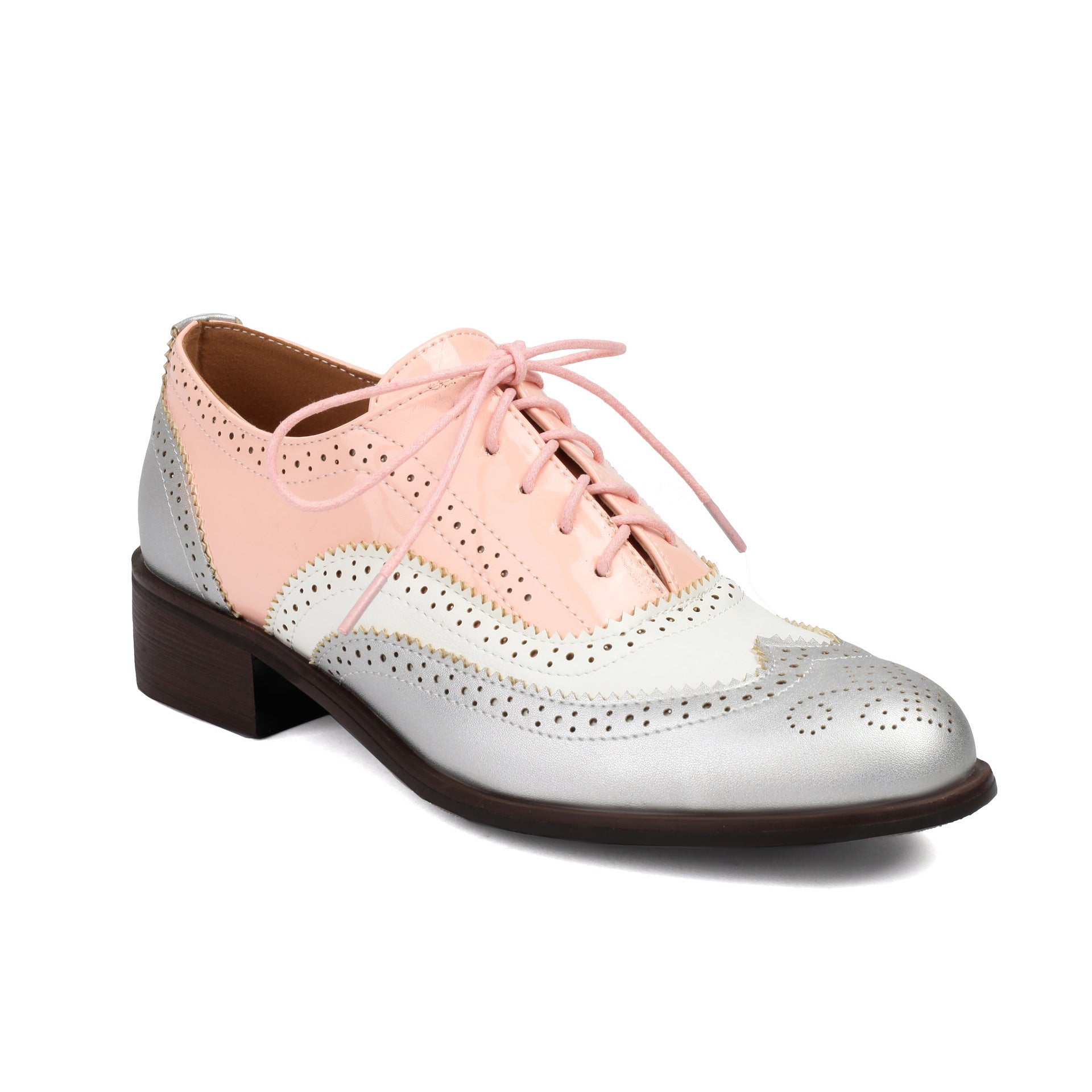 Luxe Crush Retro British Contrasting Color Brogue High-cut Lace-up Shoes