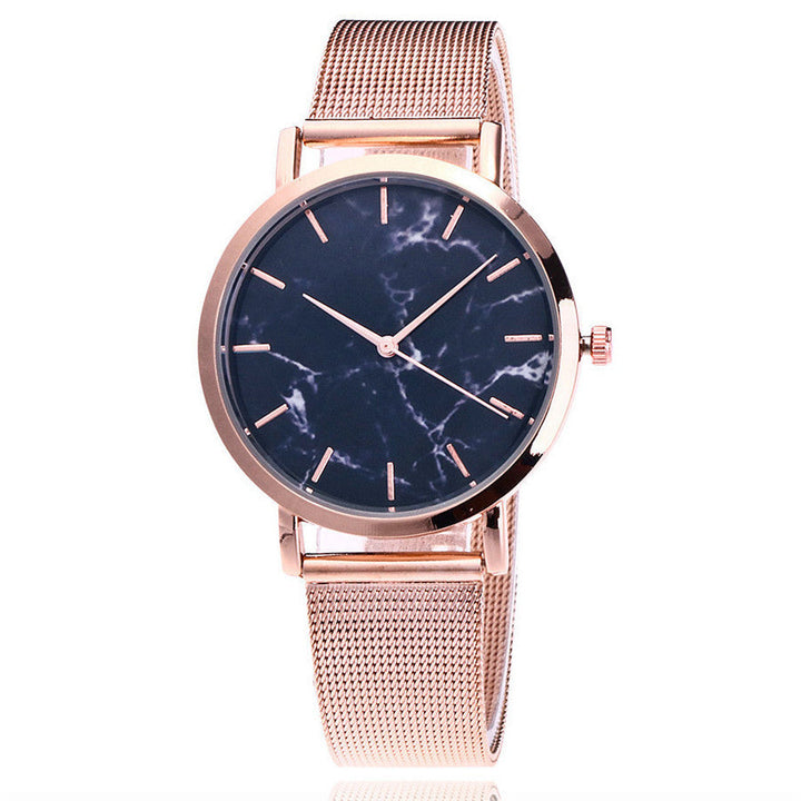 Silver and Gold mesh band creative marble wristwatch casual women quartz watches