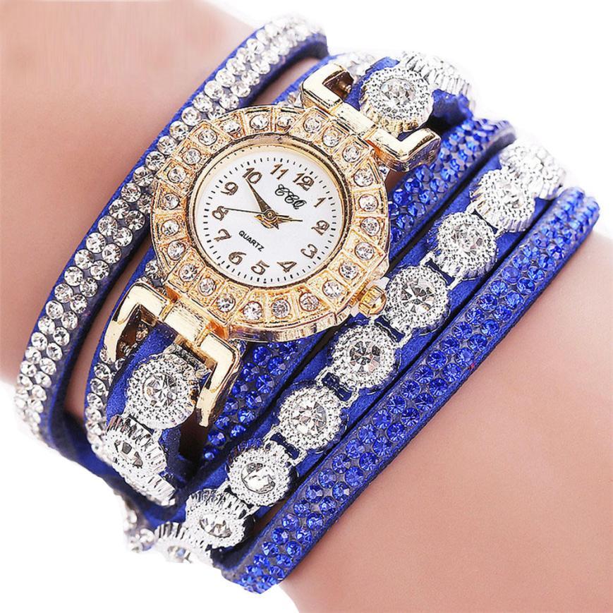 Luxe Crush Relogio masculino Women Quartz Women PU Leather Rhineston Bracelet Watches