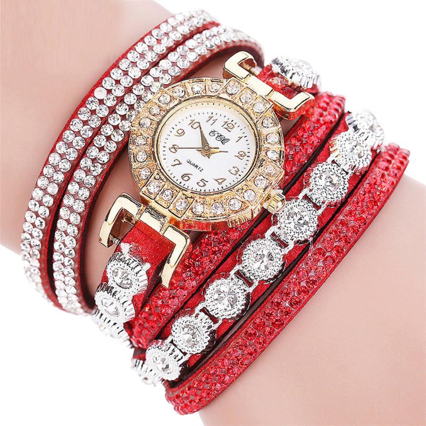 Luxe Crush Relogio masculino Women Quartz Women PU Leather Rhineston Bracelet Watches