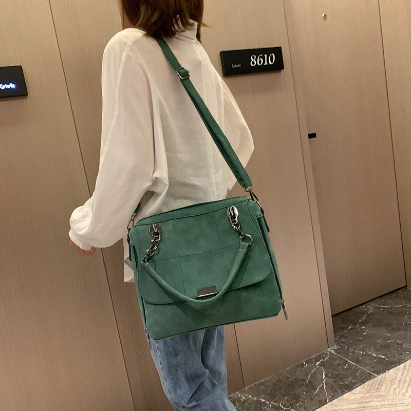 Scrub Female Shoulder Bags Large Capacity Matcha Green PU Leather