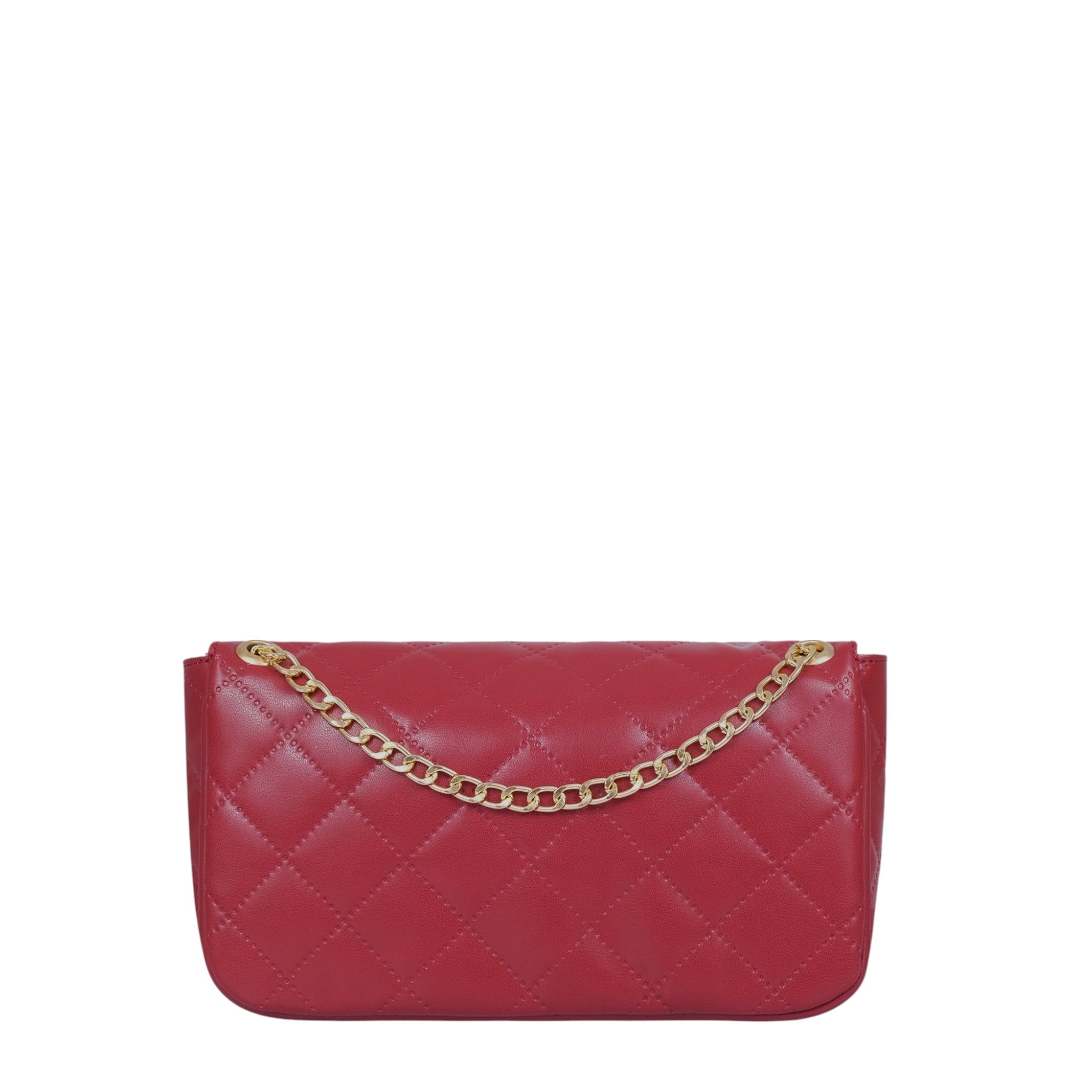 Luxe Crush Maroon Quilted Medium Shoulder Bag With Chain