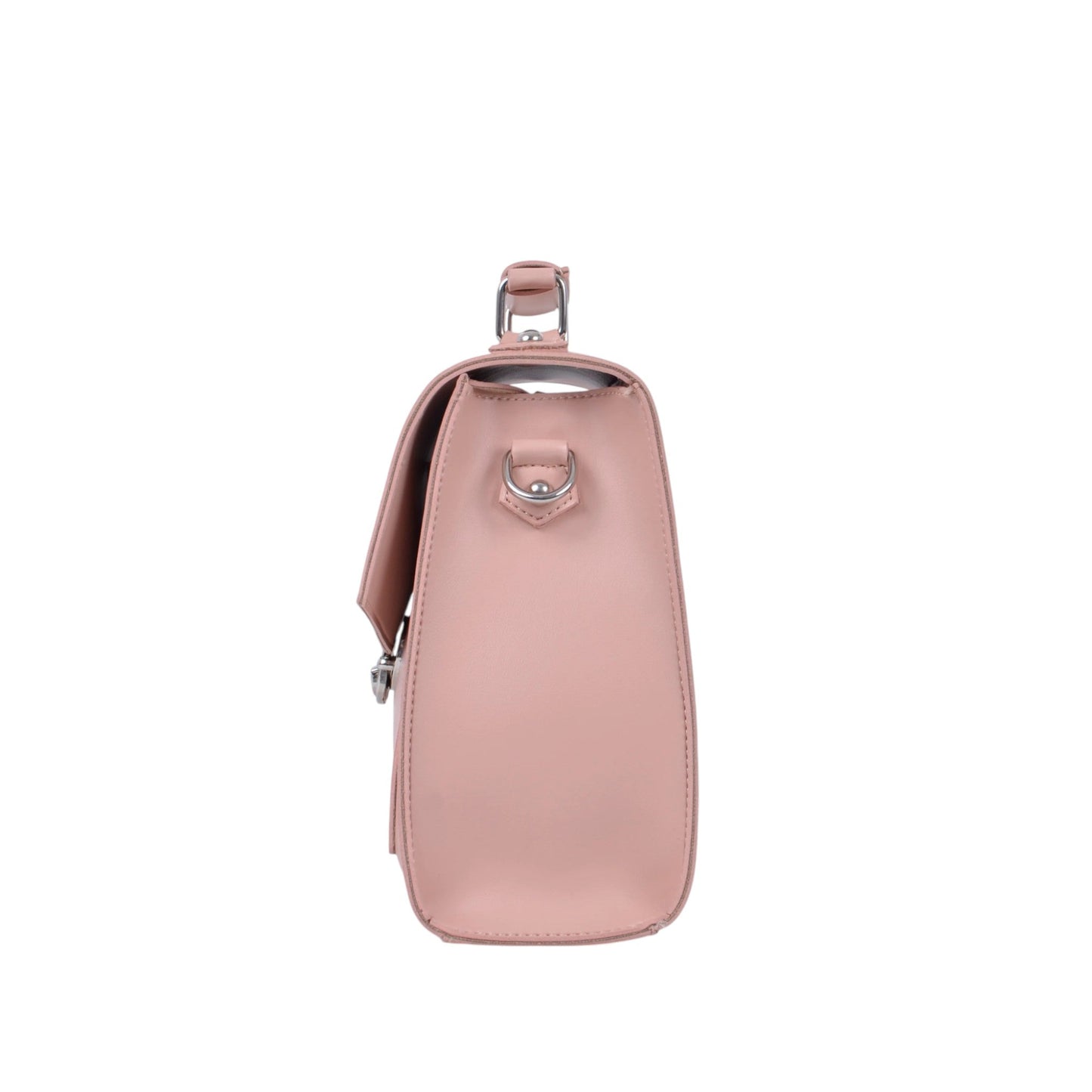 Women's Pink Faux Leather Push-Lock Messenger Bag with Adjustable Strap