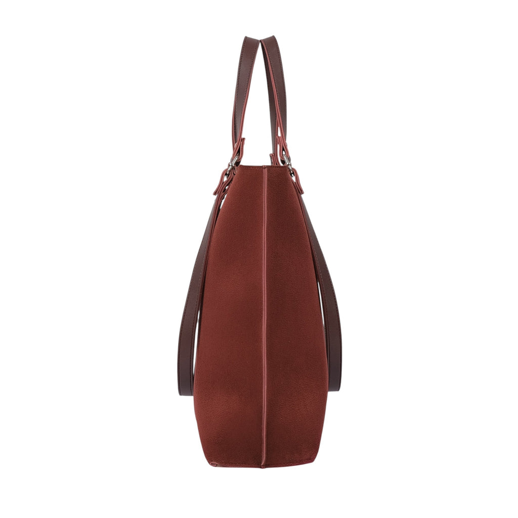 Luxe Crush Dark Brown Suede Double-Handle Tote Bag