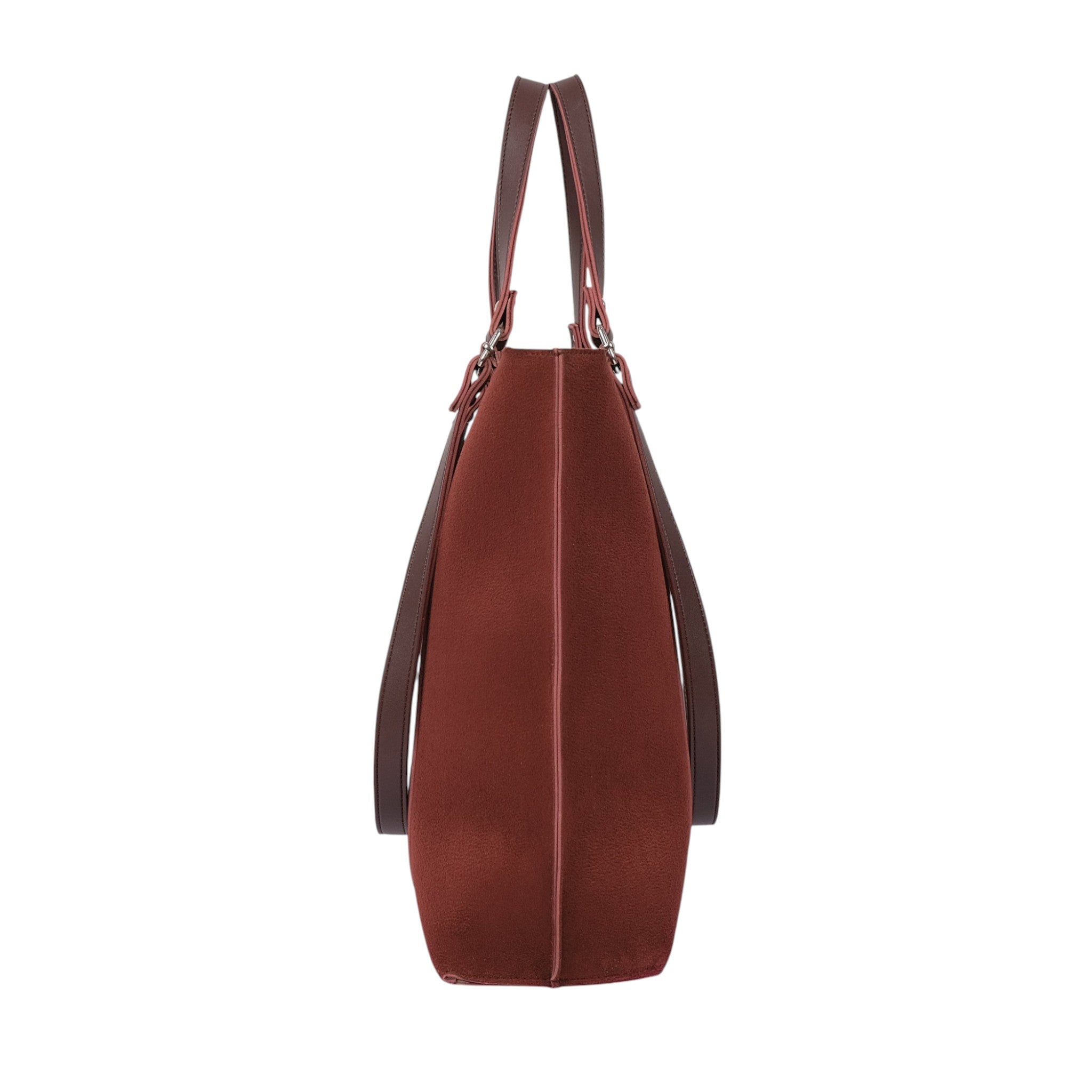 Luxe Crush Dark Brown Suede Double-Handle Tote Bag